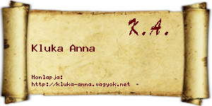 Kluka Anna névjegykártya